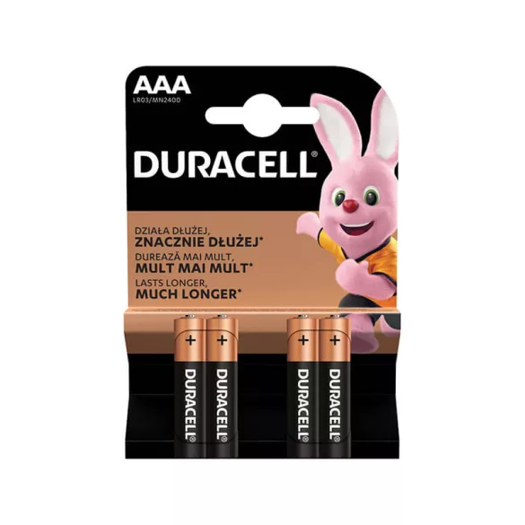 Elem AAA Duracell Mikro alkáli 4 db/csomag