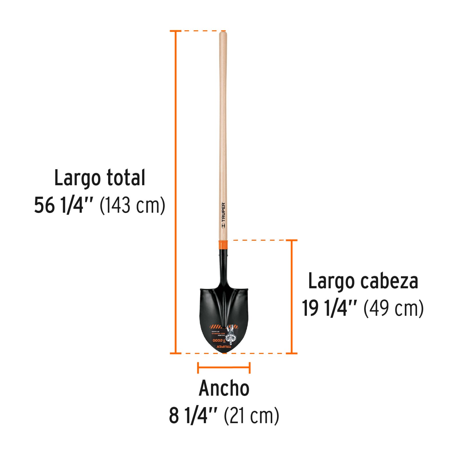 Truper T-2000 ásó-lapát 21x30cm /PRL-P/